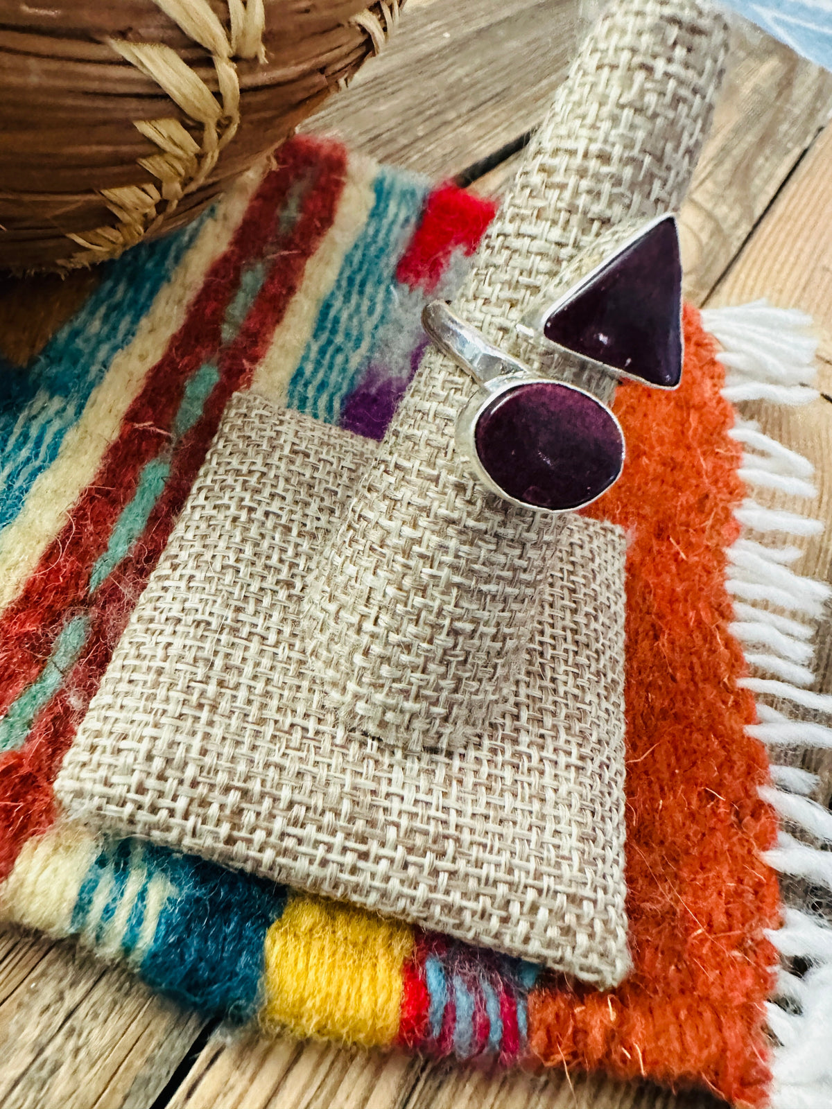 Handcrafted Purple Spiny Oyster & Sterling Silver Adjustable Ring