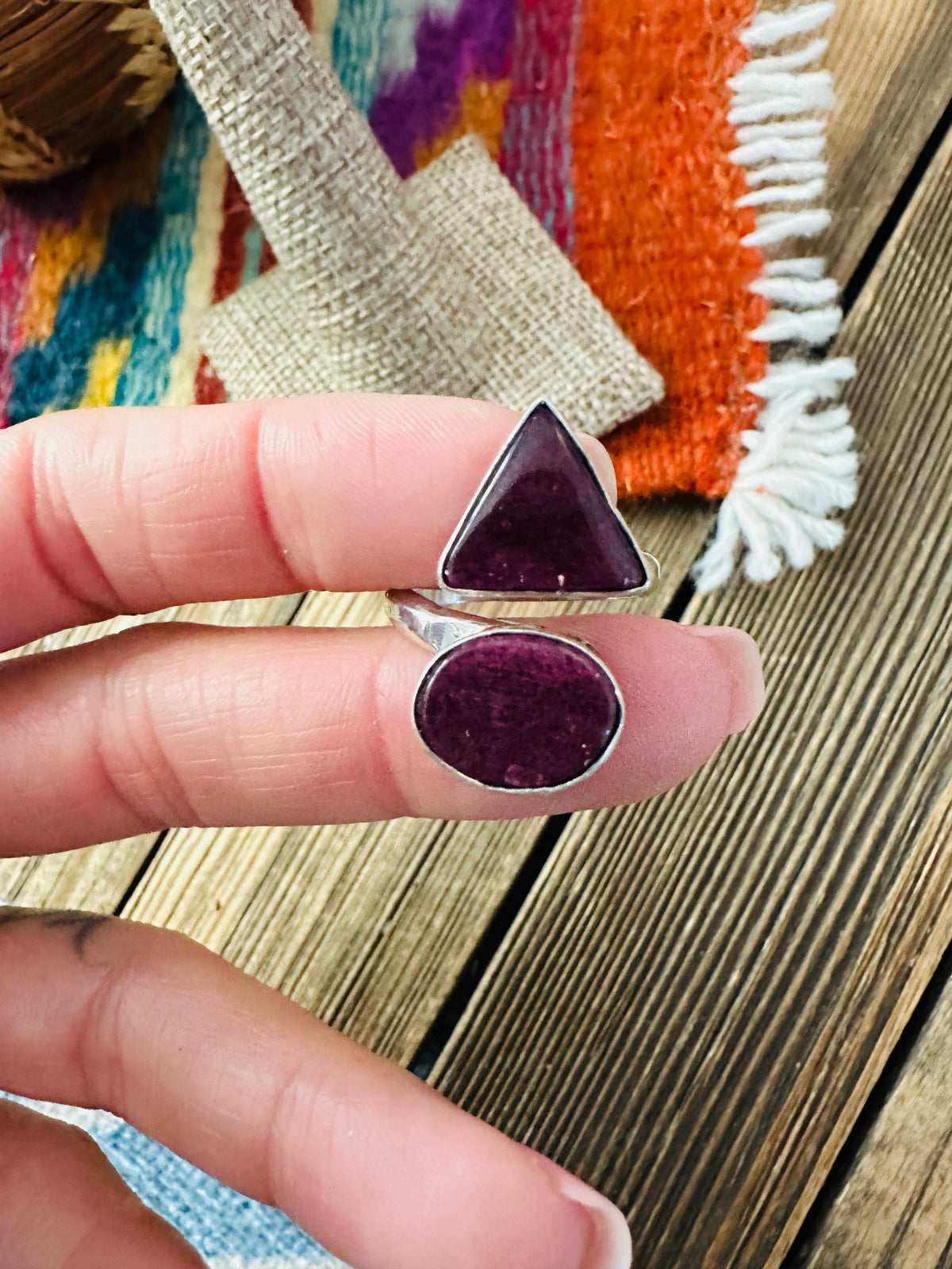 Handcrafted Purple Spiny Oyster & Sterling Silver Adjustable Ring