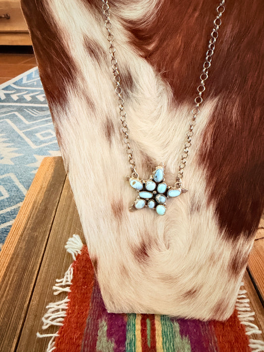 Handcrafted Golden Hills Turquoise & Sterling Silver Star Necklace by Emer Thompson