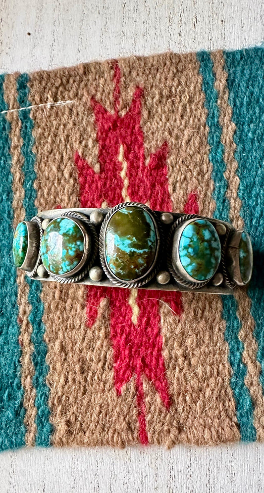 Beautiful B Johnson Handcrafted Sterling Sonoran Mountain Turquoise Bracelet Cuff Signed