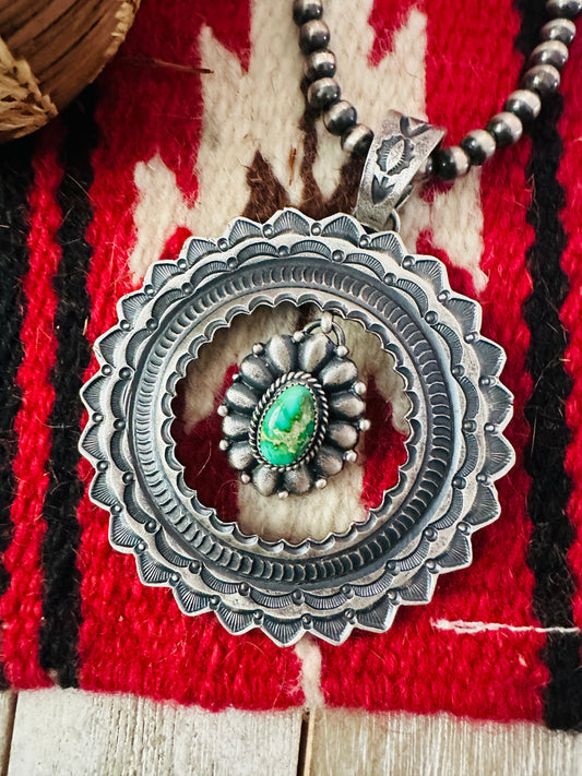 Handcrafted Sterling Silver & Sonoran Gold Turquoise Pendant by Kevin Billah