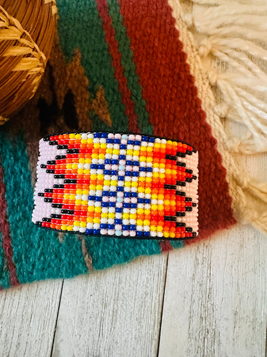 Handcrafted Made Beaded Leather Bracelet