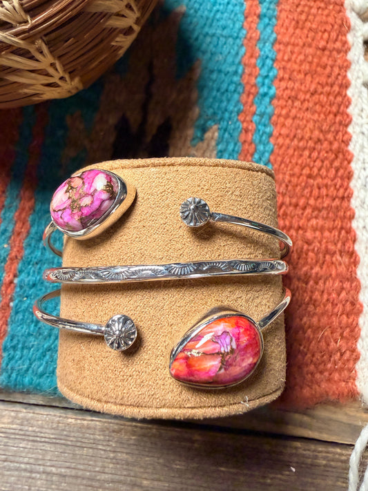 Handcrafted Sterling Silver & Pink Mojave Cuff Bracelet