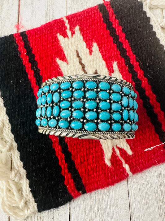 Handcrafted Sleeping Beauty Turquoise Sterling Silver Cuff Bracelet