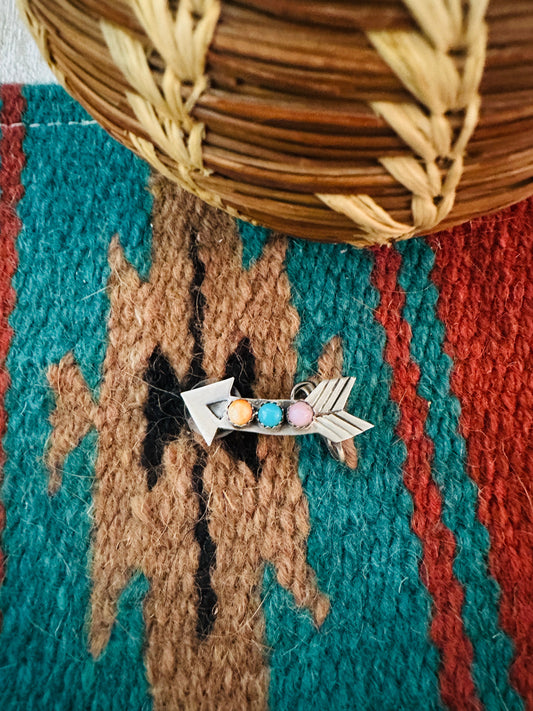 Handcrafted Multi Stone & Sterling Silver Arrow Earring