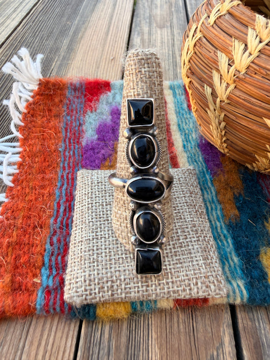 Handcrafted Black Onyx & Sterling Silver Adjustable Ring by Danny Henio