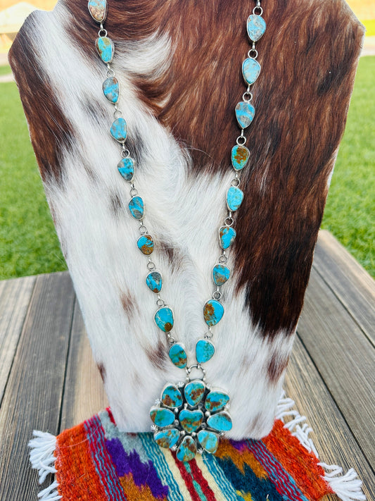 Handcrafted Turquoise & Sterling Silver Heart Necklace by Jacqueline Silver