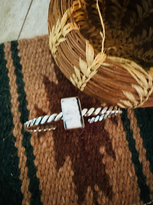 Handcrafted Sterling Silver & White Buffalo Cuff Bracelet
