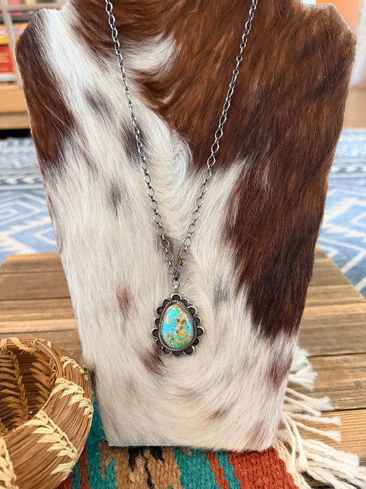 Handcrafted Royston Turquoise & Sterling Silver Necklace by Sheila Becenti
