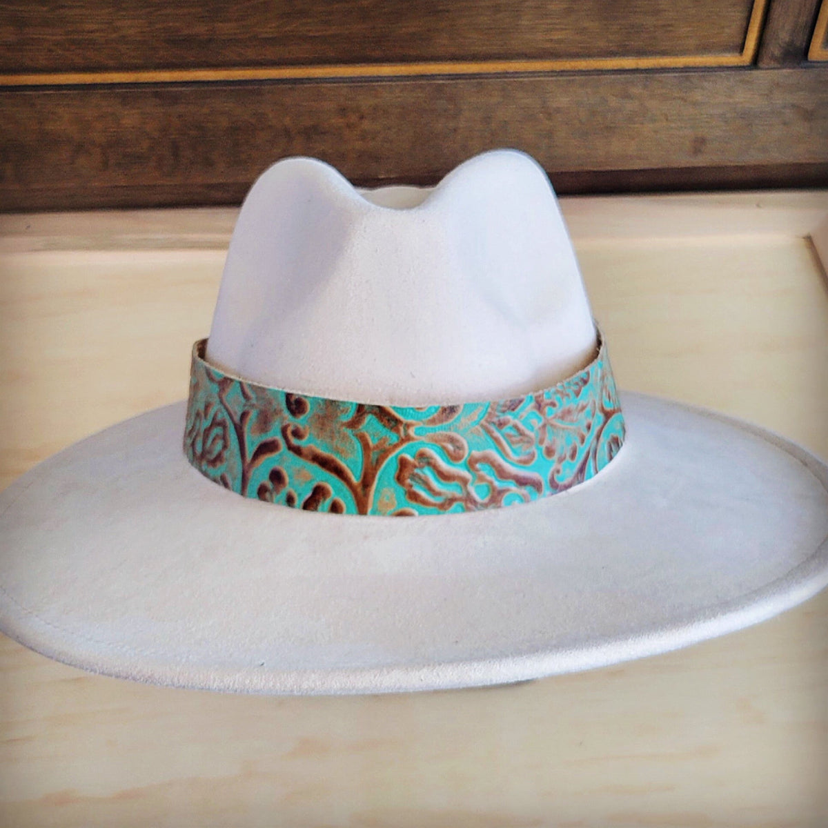 **Wide Genuine Leather Cowboy Turquoise Hat Band Only 953u