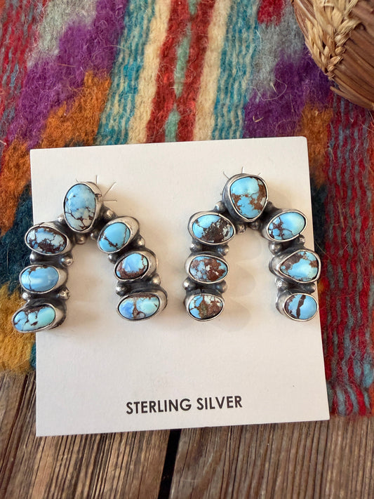 Handcrafted Golden Hills Turquoise & Sterling Silver Naja Earrings