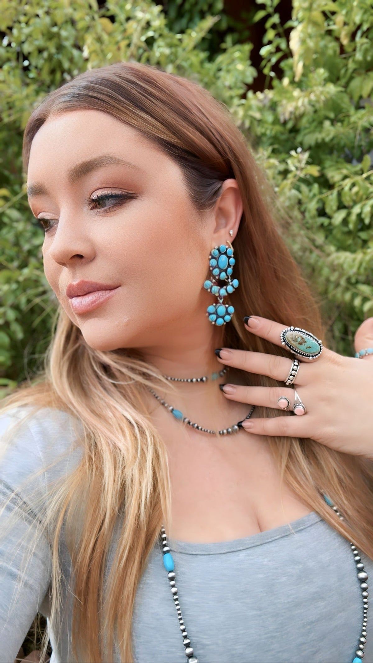 Handcrafted Turquoise and Sterling Silver Dangle Earrings Signed C Yazzie