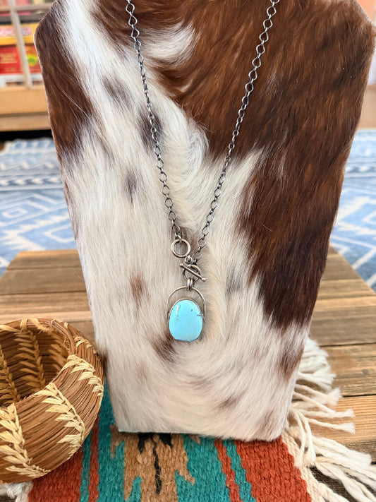 Handcrafted Golden Hills Turquoise & Sterling Silver Necklace by Paul Livingston