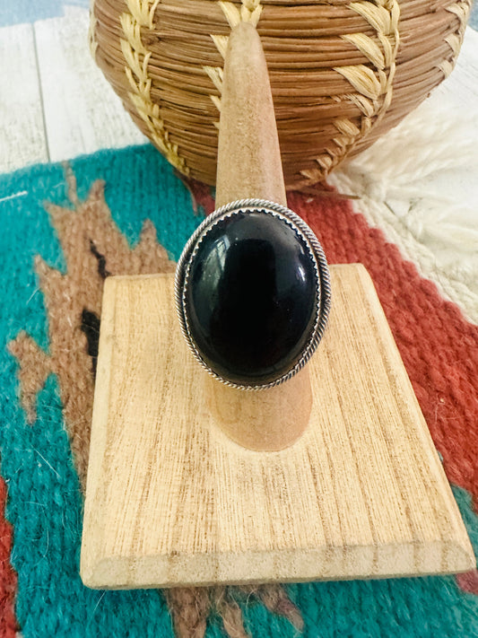 Handcrafted Black Onyx & Sterling Silver Ring