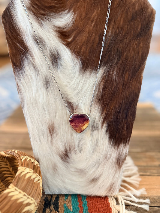 Handcrafted Spiny Oyster & Sterling Silver Heart Necklace