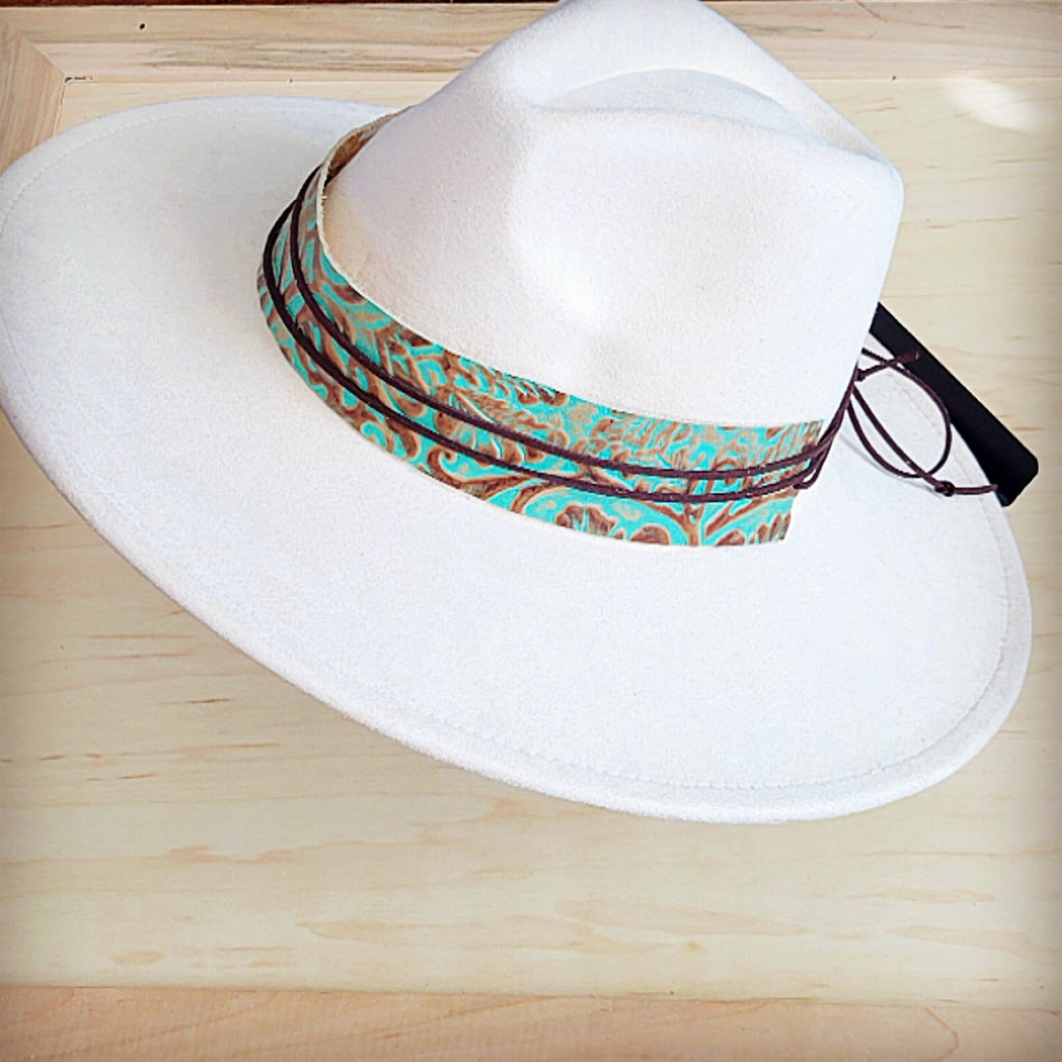 **Wide Genuine Leather Cowboy Turquoise Hat Band Only 953u