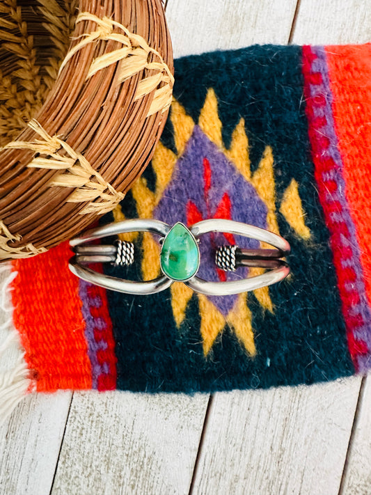 Handcrafted Sonoran Gold Turquoise & Sterling Silver Cuff Bracelet