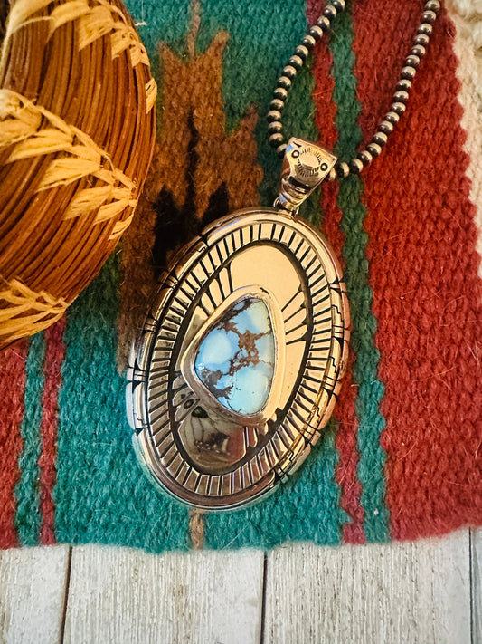 Handcrafted Golden Hills Turquoise & Sterling Silver Pendant