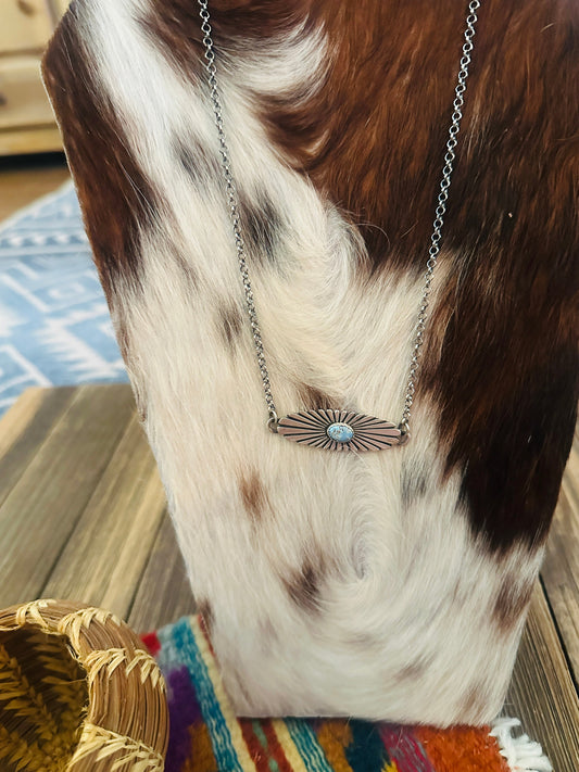 Handcrafted Golden Hills Turquoise & Sterling Silver Necklace by Leroy James