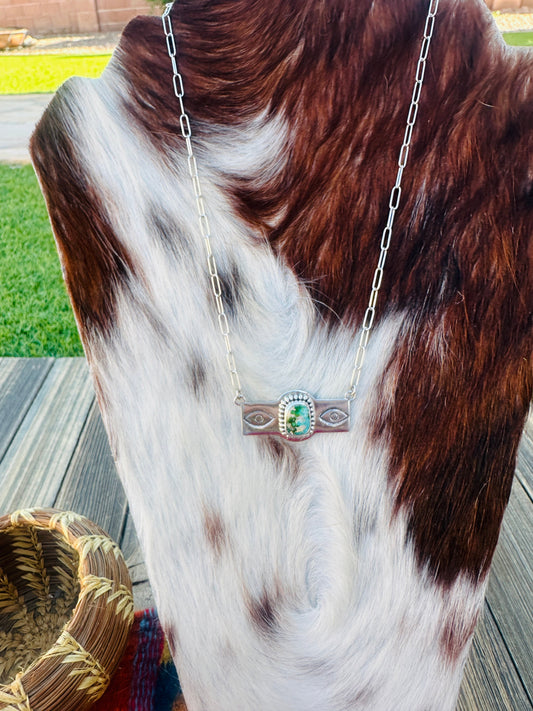 Handcrafted Sonoran Gold Turquoise & Sterling Silver Necklace