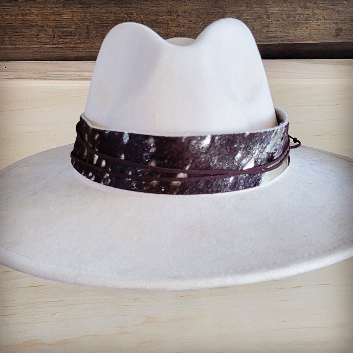 **Wide Genuine Hair Hide Silver Metallic Hat Band Only 953z