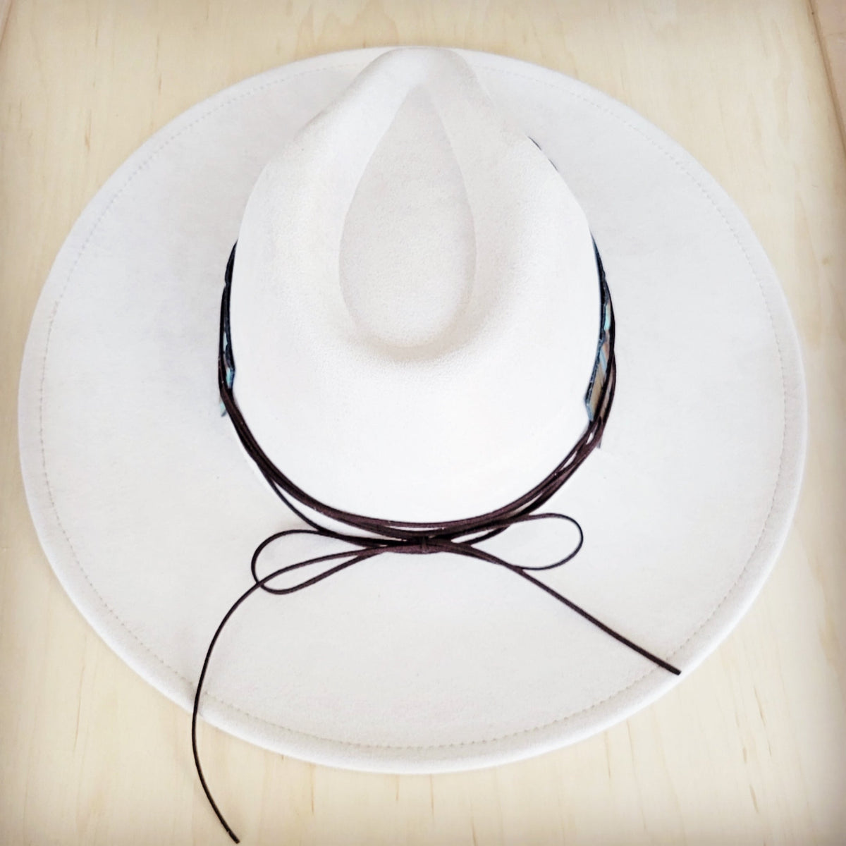 **Wide Genuine Leather Blue Navajo Hat Band w/ Turq 953j