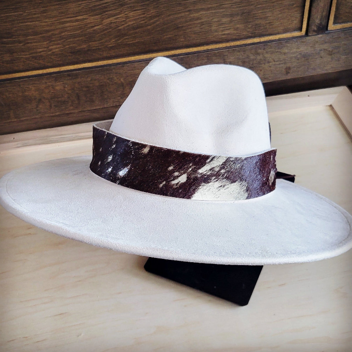 **Wide Genuine Hair Hide Silver Metallic Hat Band Only 953z