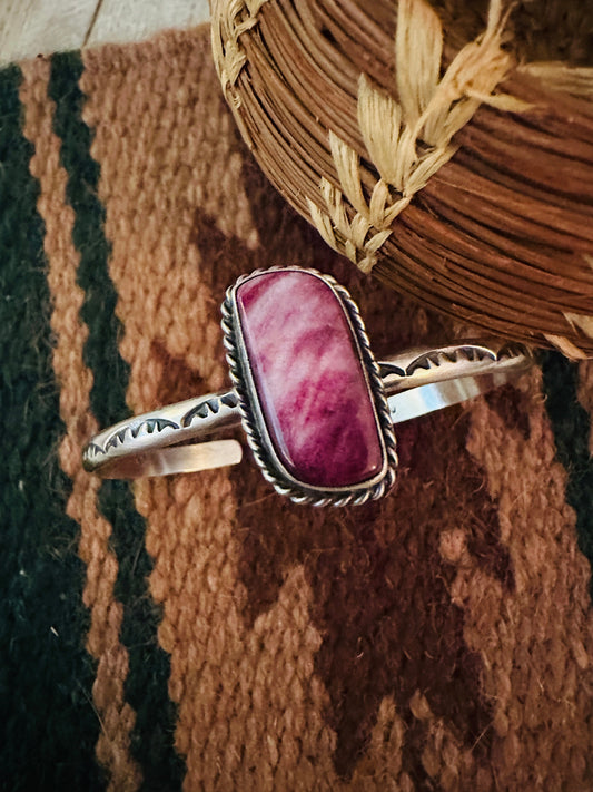 Handcrafted Sterling Silver & Purple Spiny Cuff Bracelet
