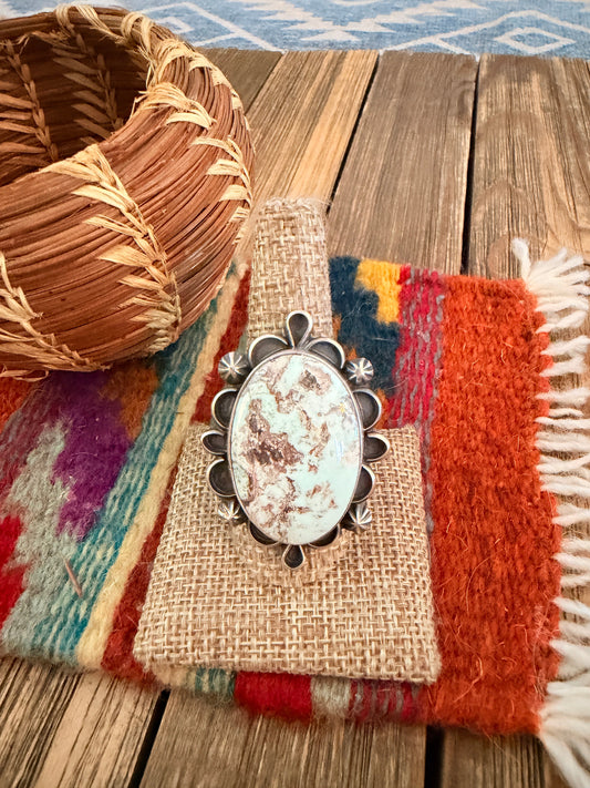 Handcrafted Dry Creek Turquoise & Sterling Silver Ring Size 8.75 by Jameson Garcia
