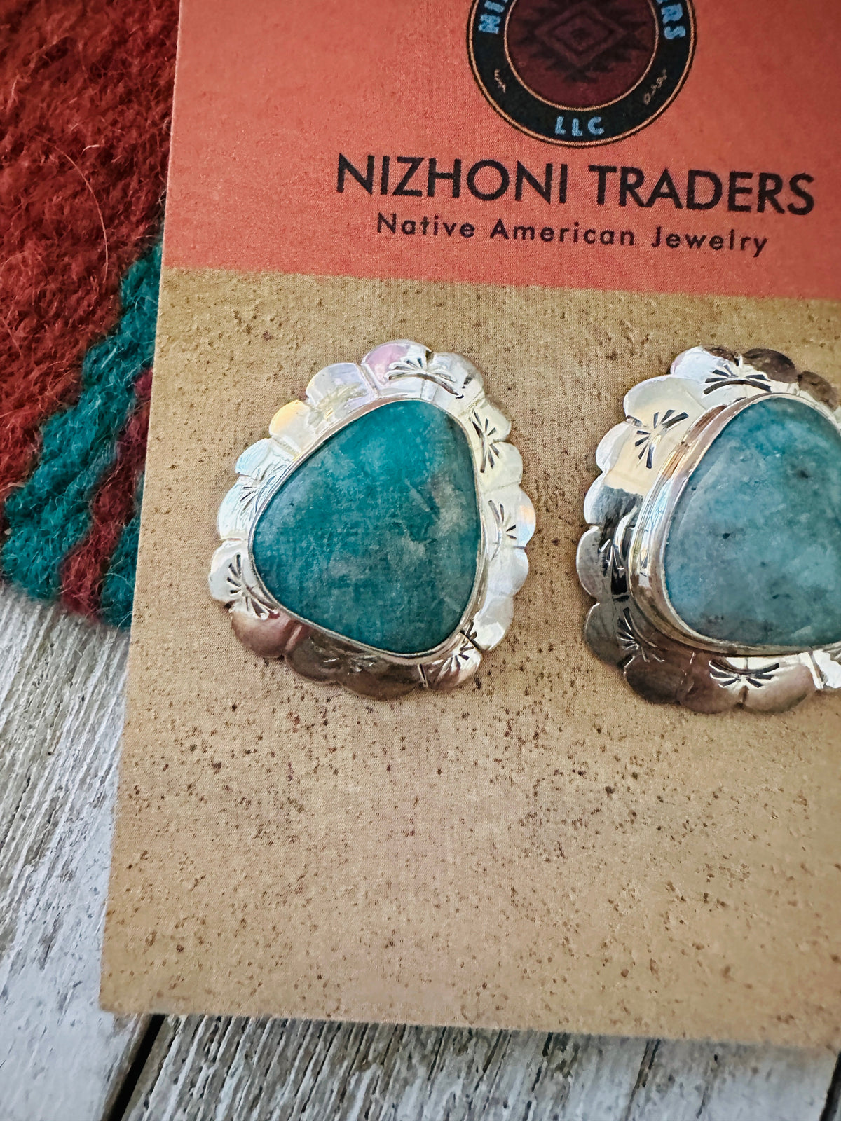 Handcrafted Turquoise & Sterling Silver Concho Post Earrings