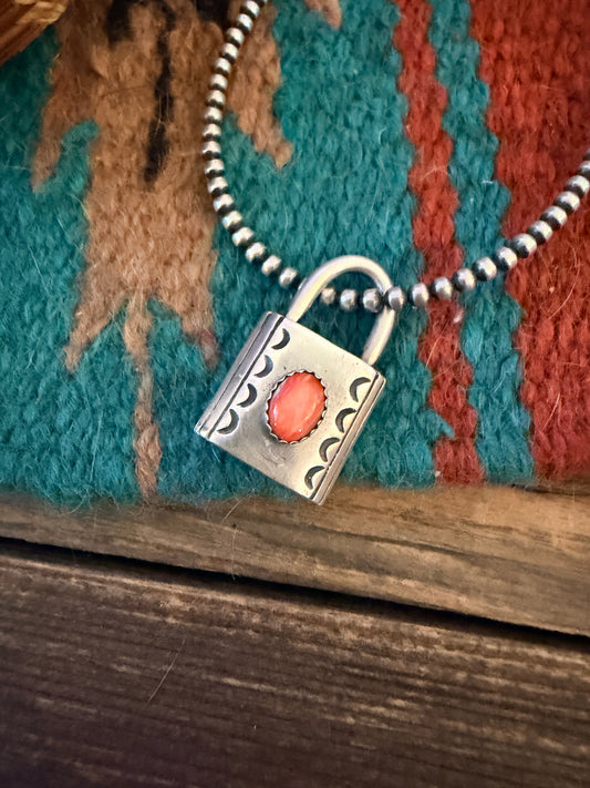 Handcrafted Sterling Silver & Spiny Oyster Locket Pendant