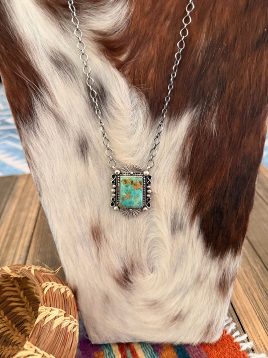 Handcrafted Royston Turquoise & Sterling Silver Necklace by Daniel Benally