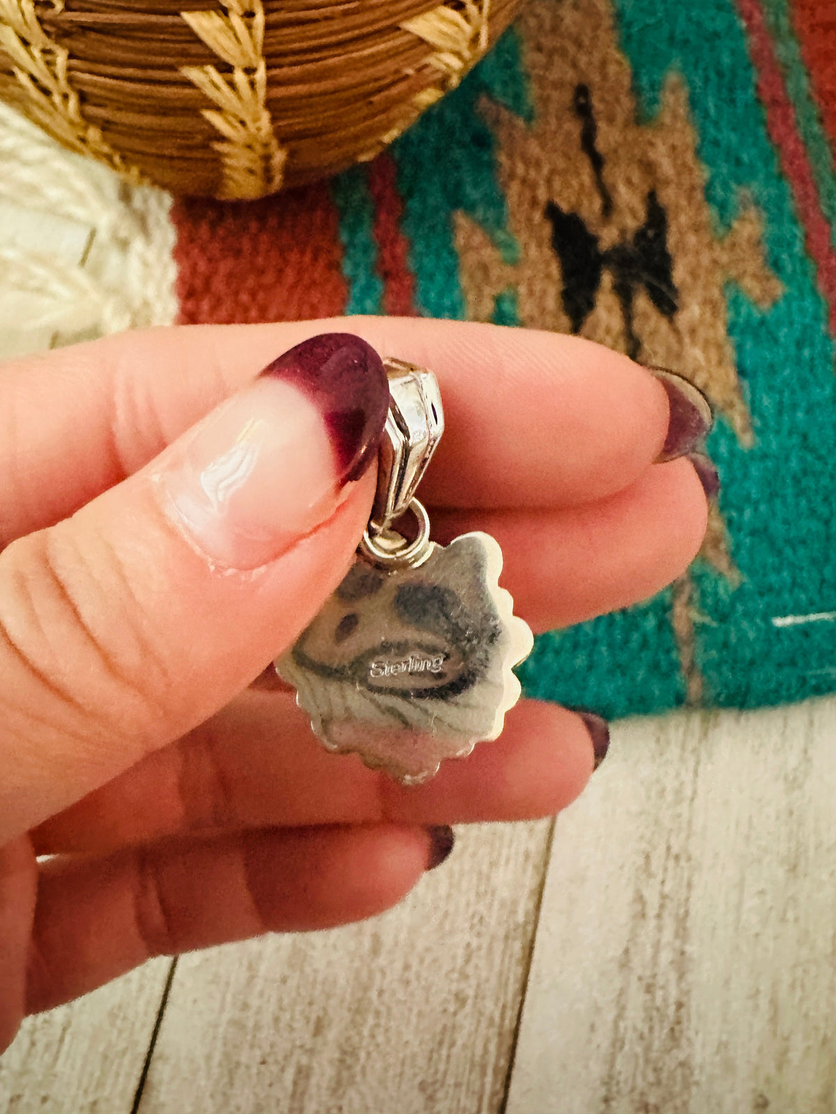 Handcrafted Queen Pink Conch Shell & Sterling Silver Heart Pendant
