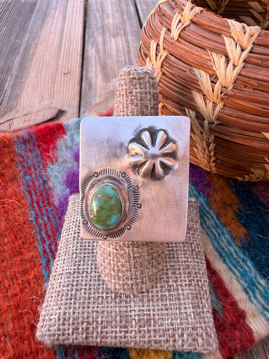 Handcrafted Sonoran Mountain Turquoise & Sterling Silver Adjustable Ring