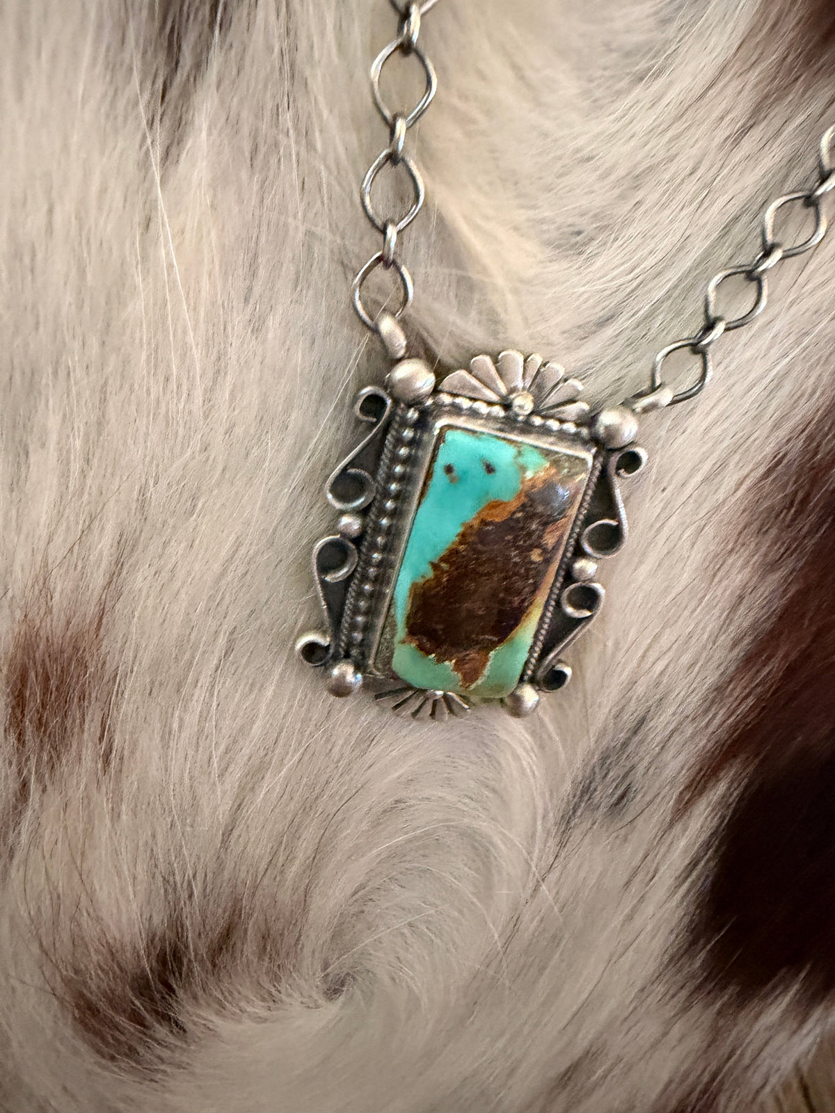Handcrafted Royston Turquoise & Sterling Silver Necklace by Daniel Benally