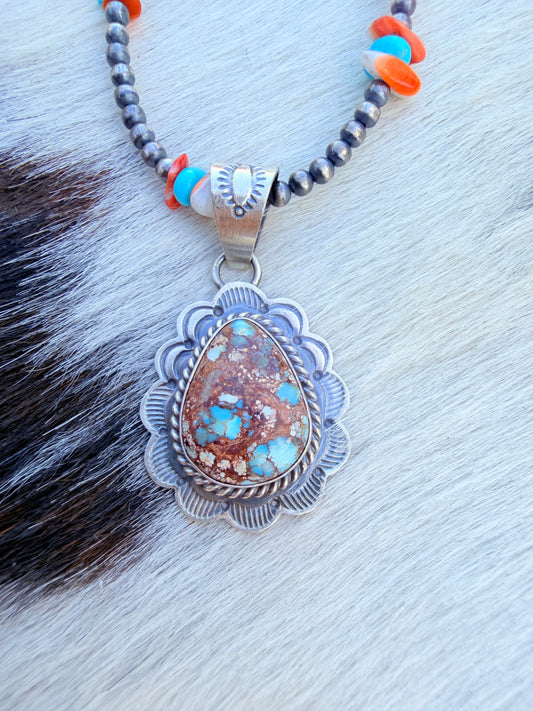 Handcrafted Sterling Silver & Golden Hills Turquoise Pendant by David Skeets