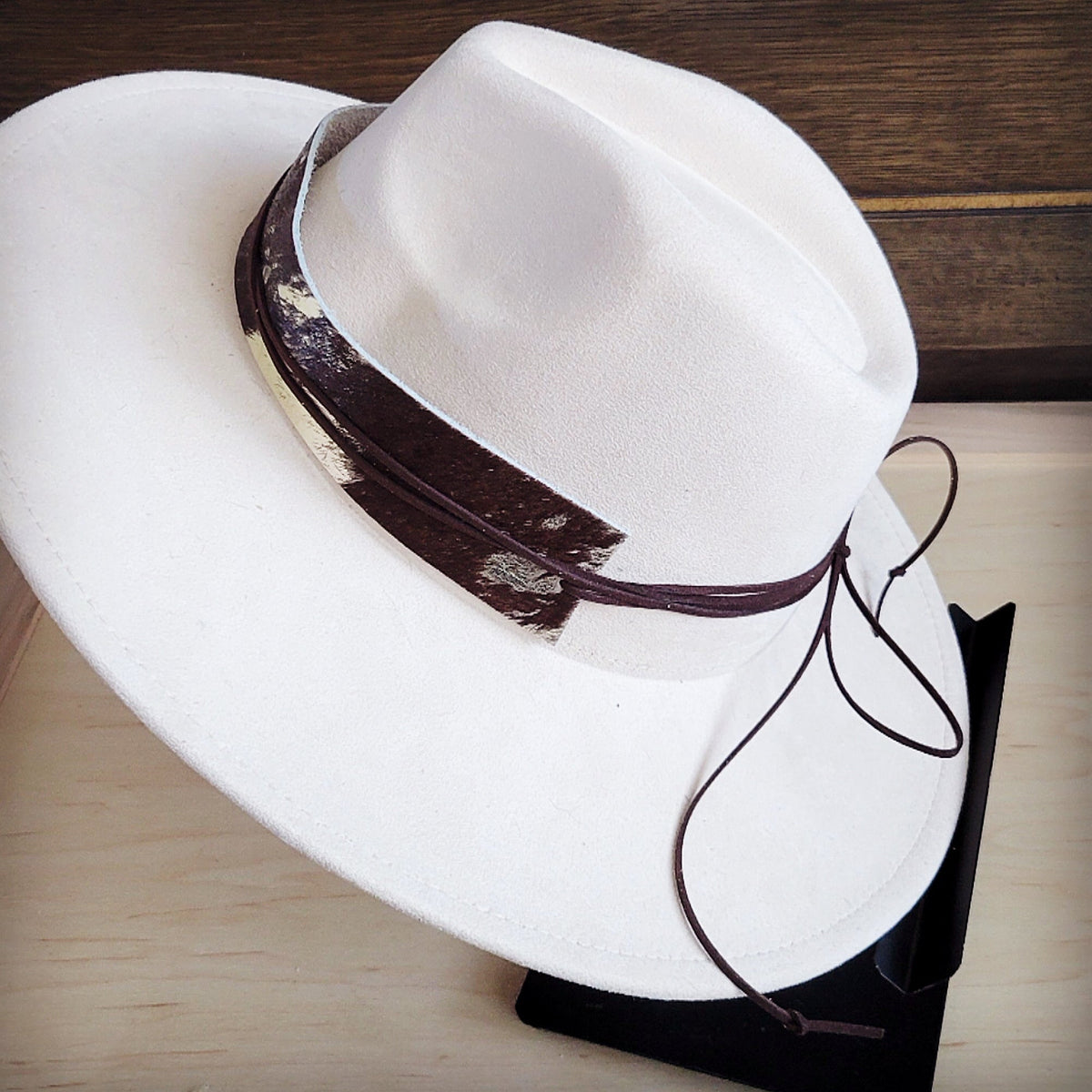 **Wide Genuine Hair Hide Silver Metallic Hat Band Only 953z