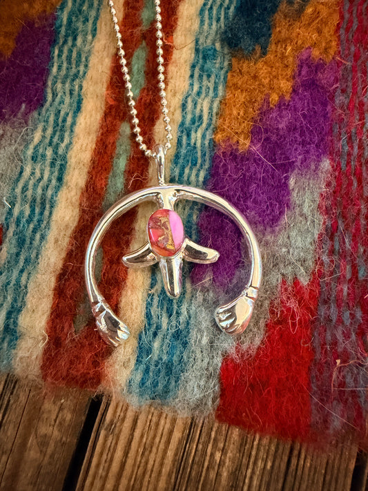 Handcrafted Sterling Silver & Pink Dream Mojave Naja Pendant by Joseph Martinez