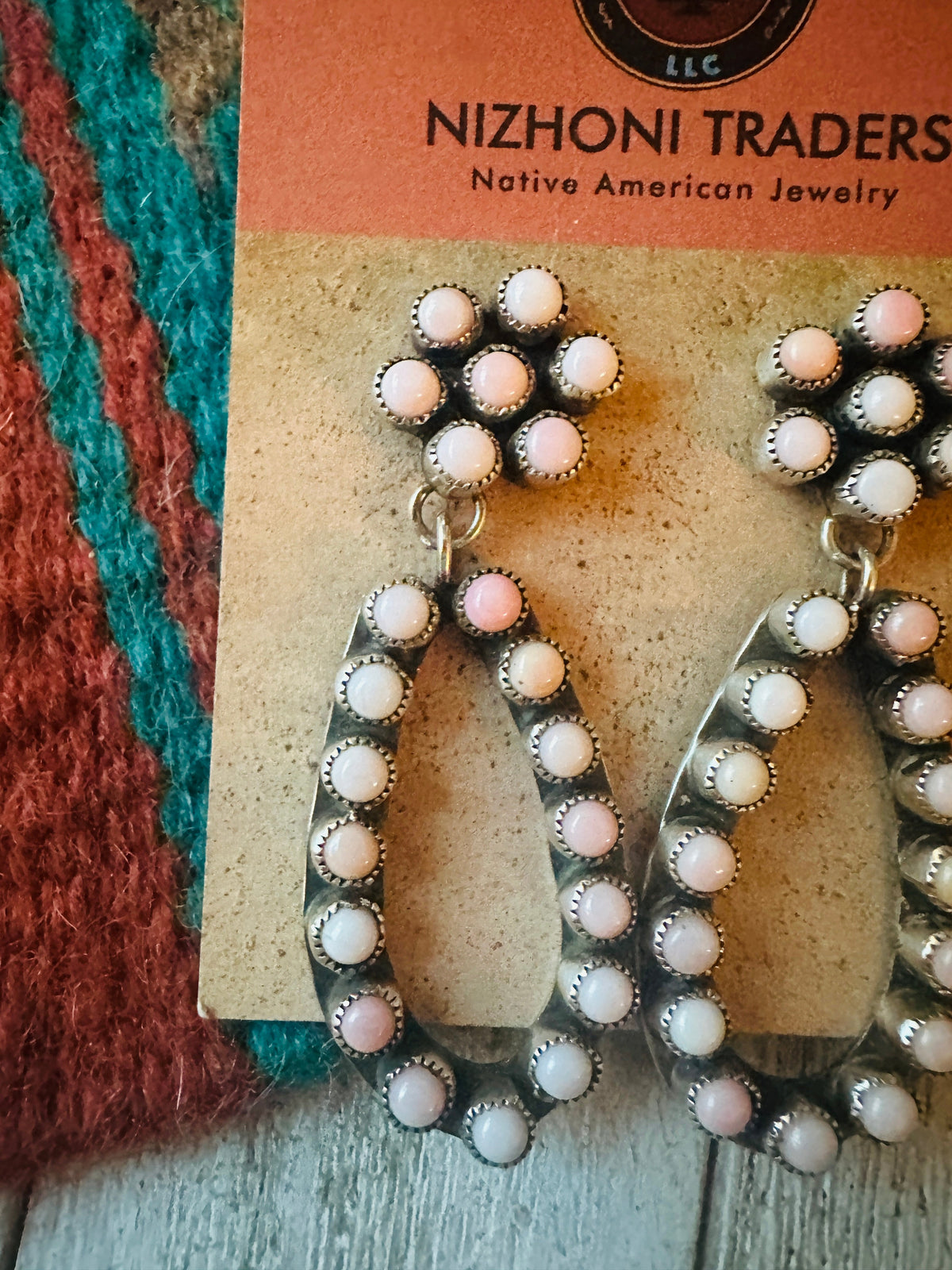 Sterling Silver & Queen Pink Conch Cluster Dangle Earrings