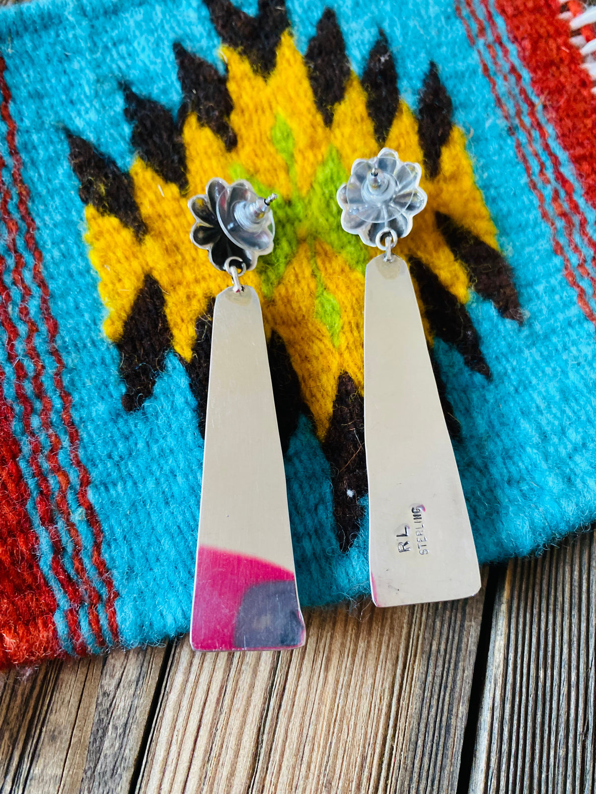 Handcrafted Sterling Silver & Turquoise Slab Concho Dangle Earrings