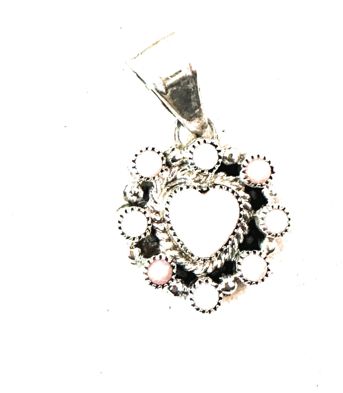 Handcrafted Queen Pink Conch Shell & Sterling Silver Heart Pendant