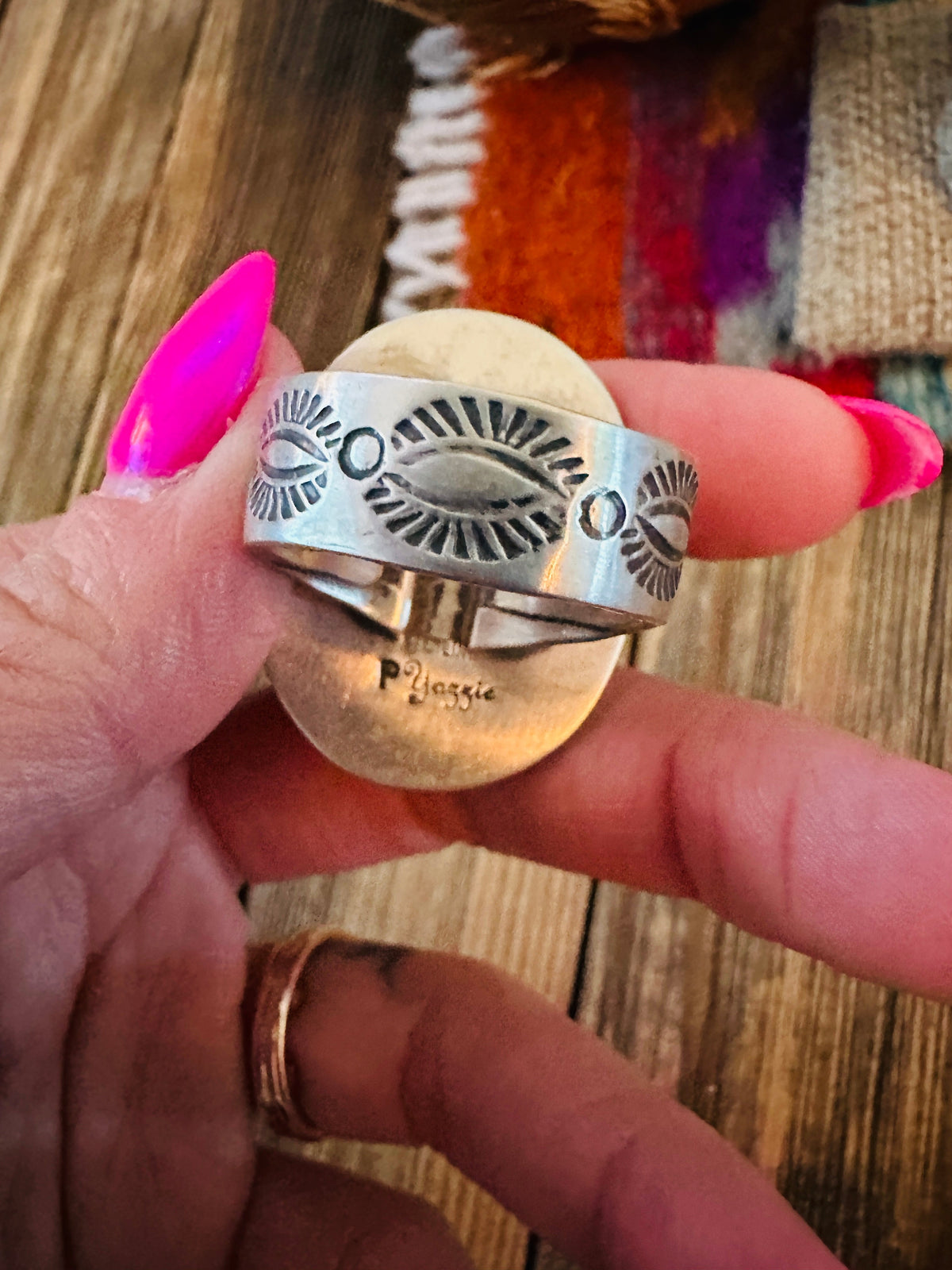 Handcrafted Turquoise & Sterling Silver Ring by Patrick Yazzie Size 10