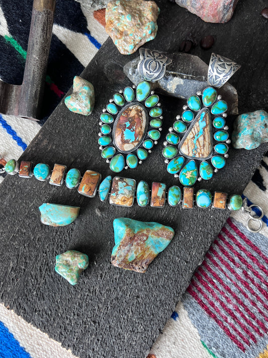 Diane Wylie Sterling Silver, Royston Ribbon & Sonoran Mountain Turquoise Cluster Pendants