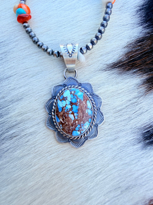 Handcrafted Sterling Silver & Golden Hills Turquoise Pendant by David Skeets