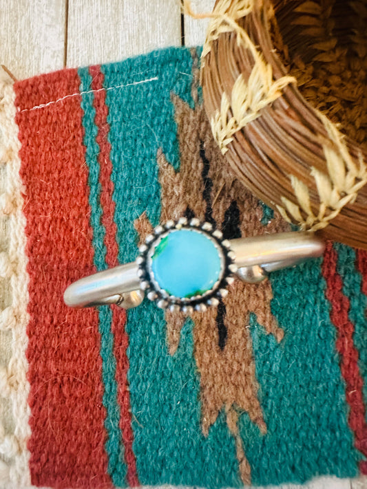 Handcrafted Sonoran Mountain Turquoise & Sterling Silver Cuff Bracelet by Russell Sam