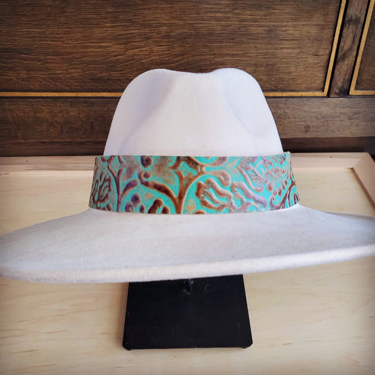 **Wide Genuine Leather Cowboy Turquoise Hat Band Only 953u