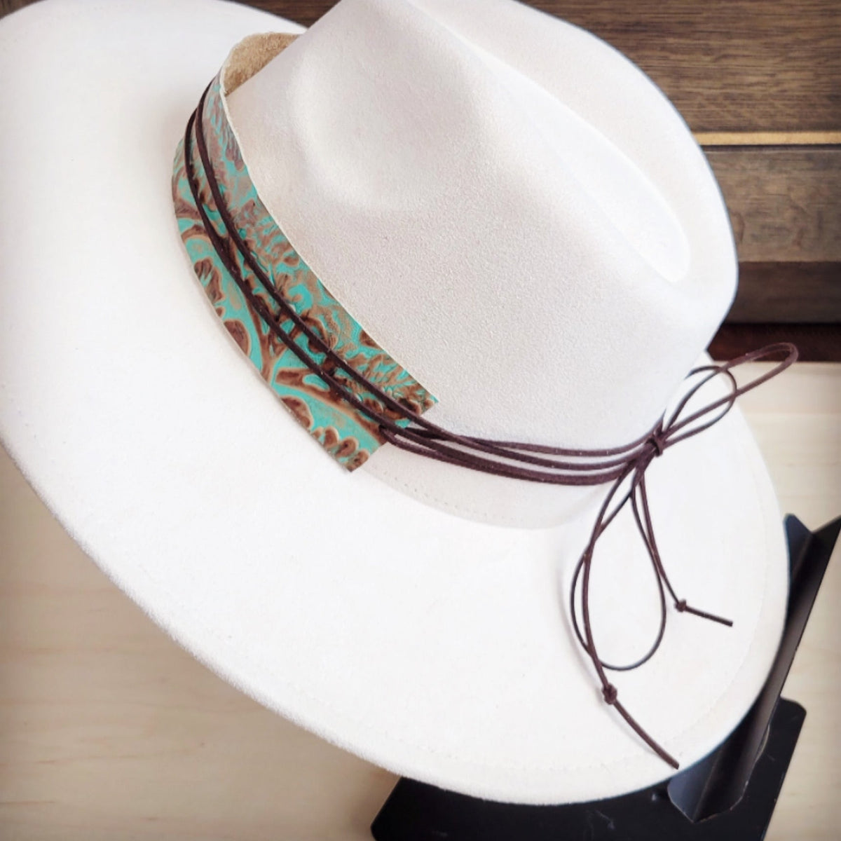 **Wide Genuine Leather Cowboy Turquoise Hat Band Only 953u