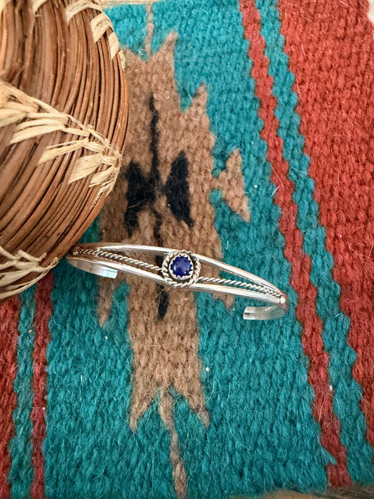 Handcrafted Lapis & Sterling Silver Baby Cuff Bracelet