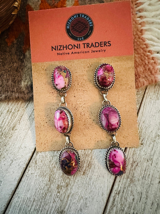 Handcrafted Sterling Silver & Pink Dream Mojave Dangle Earrings