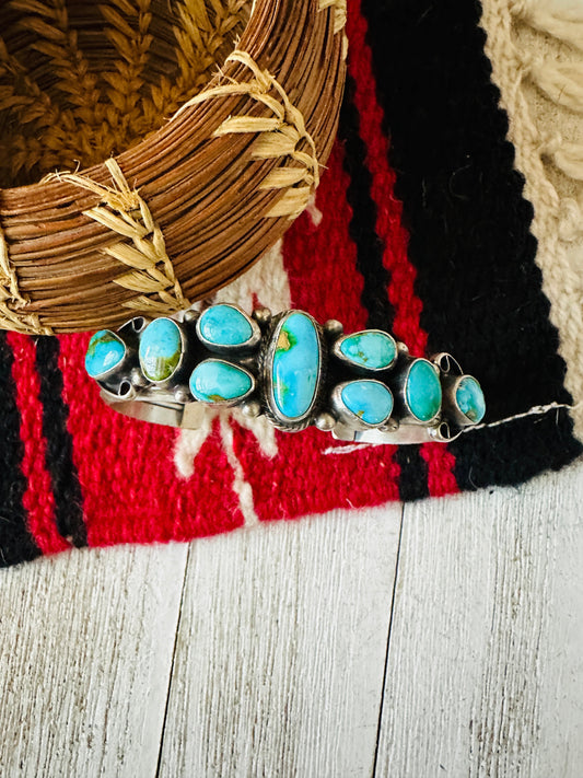 Handcrafted Sonoran Mountain Turquoise & Sterling Silver Cuff Bracelet